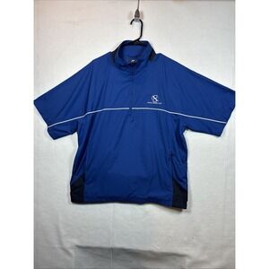 AHEAD EXTREME Mens Blue Short Sleeve Quarter Zip Pullover Golf Windbreaker LG